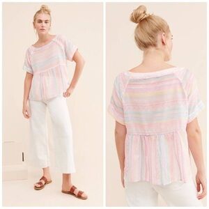 NWOT Anthropologie Letty Pastel‎ Embroidered Babydoll Stitch Sweet Blouse XS